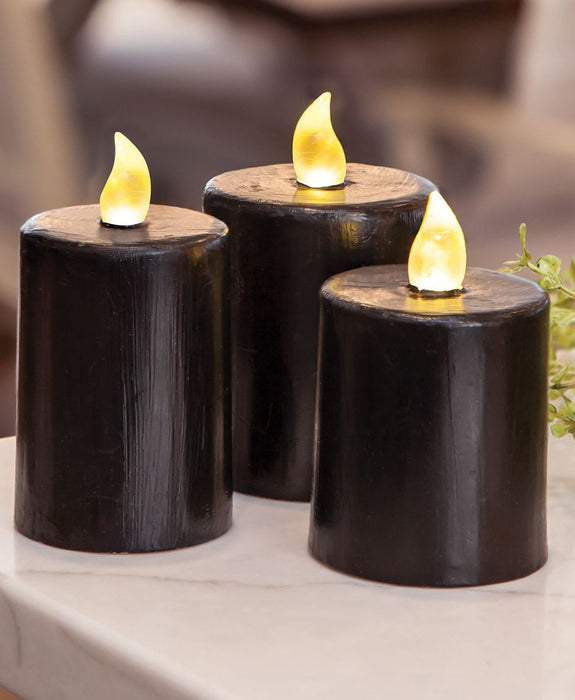 Black Gloss Flame Timer Pillar