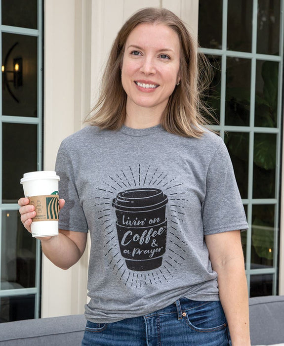 Womens Livin' on coffee and a prayer T-shirt