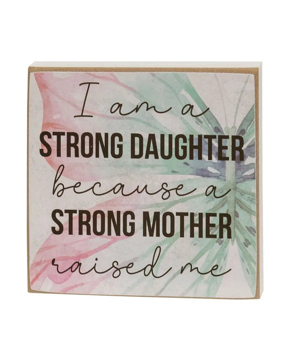 Strong Mother Butterfly Square Block,  4” Sentimental Decor | Heartland Store MN