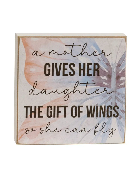 Strong Mother Butterfly Square Block,  4” Sentimental Decor | Heartland Store MN