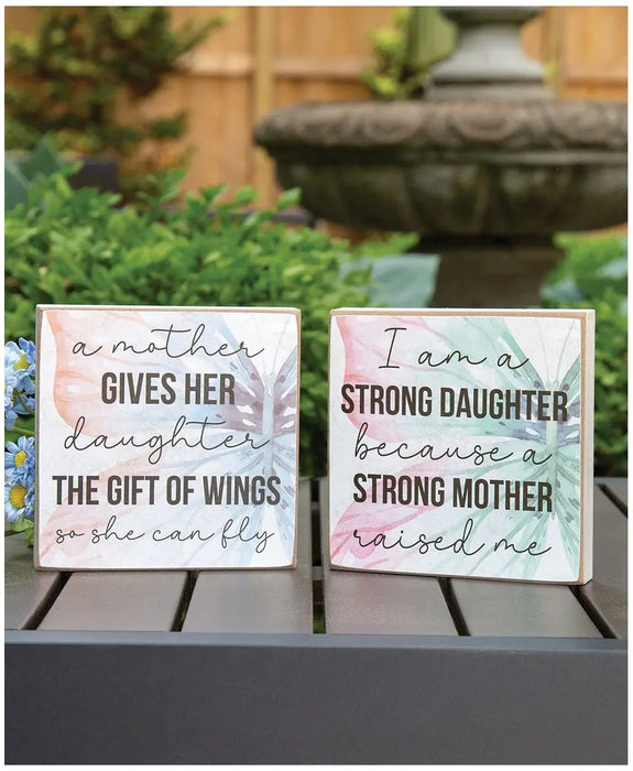 Strong Mother Butterfly Square Block,  4” Sentimental Decor | Heartland Store MN