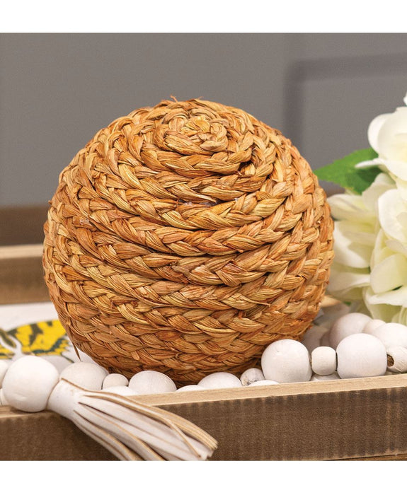 Brown Woven Seagrass Decorative Ball, 4"