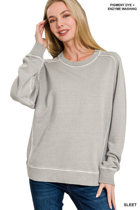 Trendy gray casual women’s and girls’ pullover sweatshirt with washed finish from Heartland Store MN