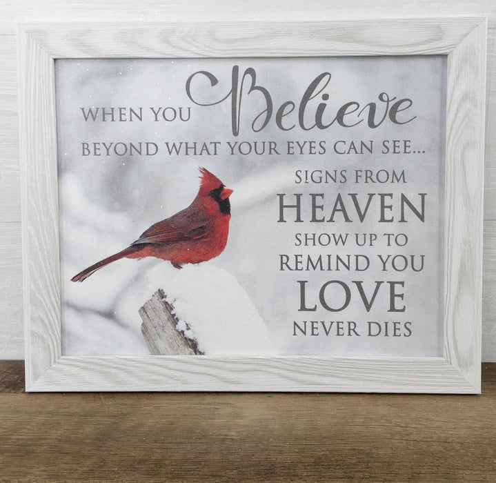 When You Believe Beyond Cardinal Art SIgn-Black Frame