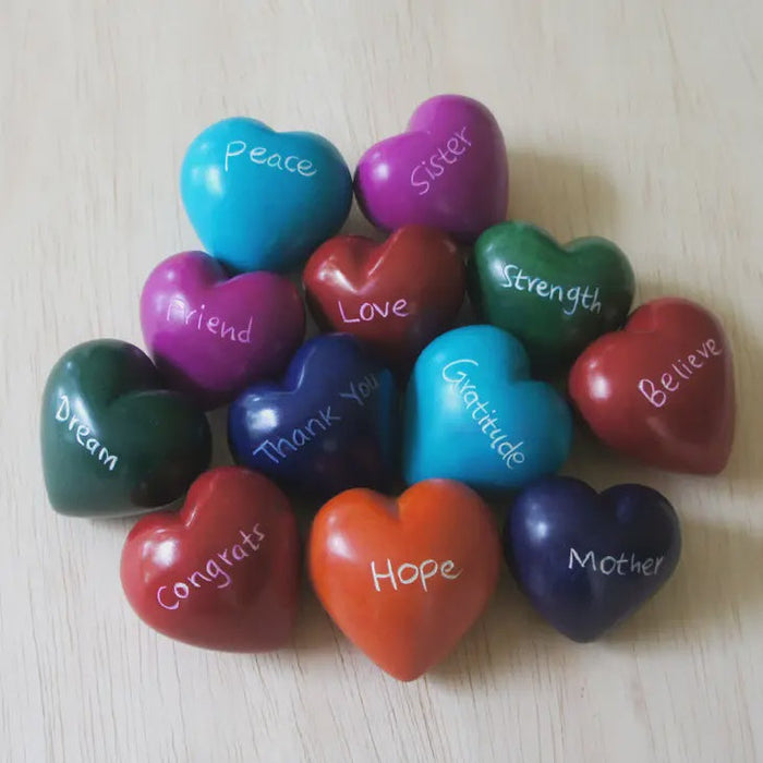 Colored Hand Carved Soap Stone Hearts