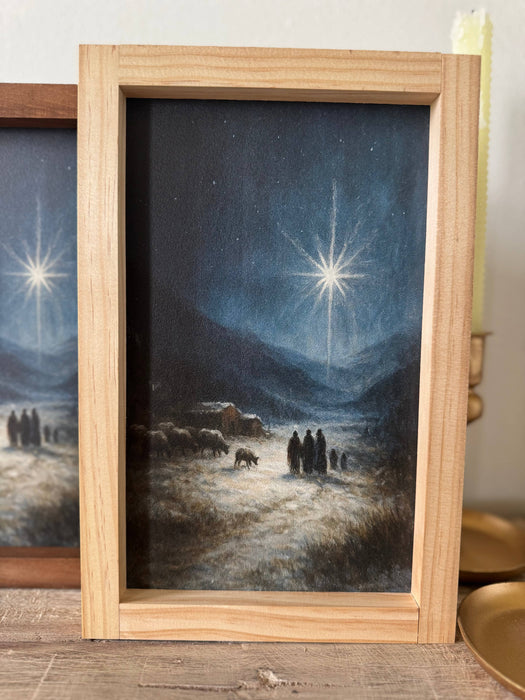 Starry Night  Christmas Home Decor, Holiday Wall Decor Handmade Sign 8"x12"