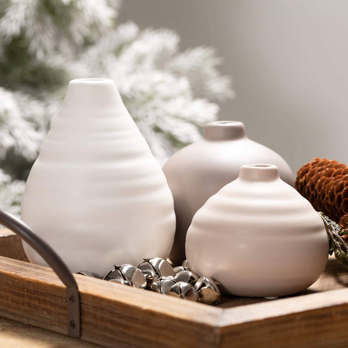 Neutral Compact Vase Set Of 3
