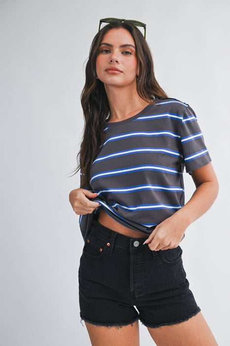 Striped Boxy Short Sleeve Tee