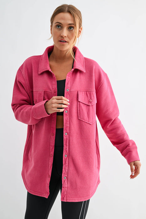 Snap-On Shacket Jacket for Women with Pockets