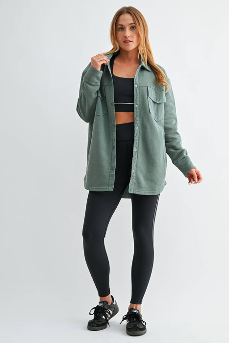 Snap-On Shacket Jacket for Women with Pockets