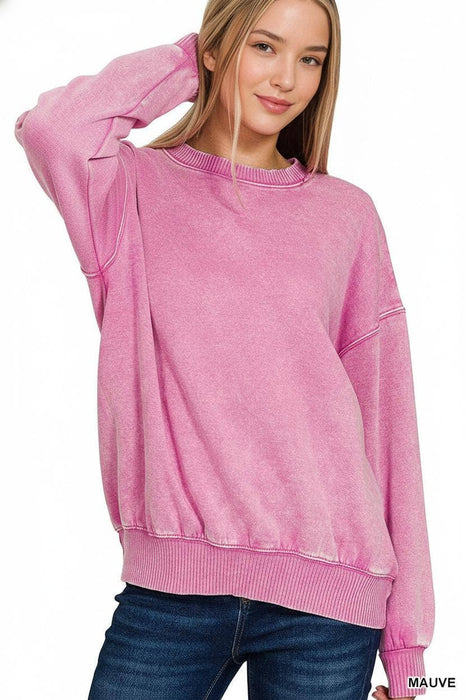 Snow Wash Fleece Pullover Sweatshirt For Women