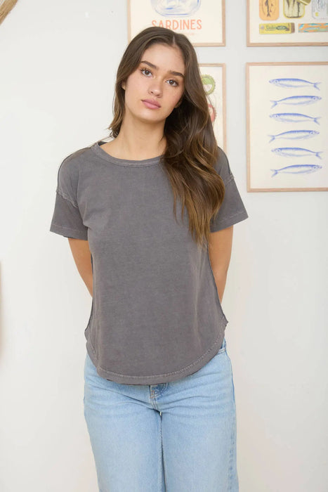 Exposed seam cotton top easy everyday wear summer and fall look