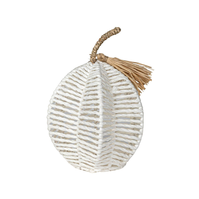 Decorative White Woven Rope Pumpkin, Fall Decor