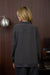 Back View Relaxed fit drop shoulder waffle knit shirt with raw edge details
