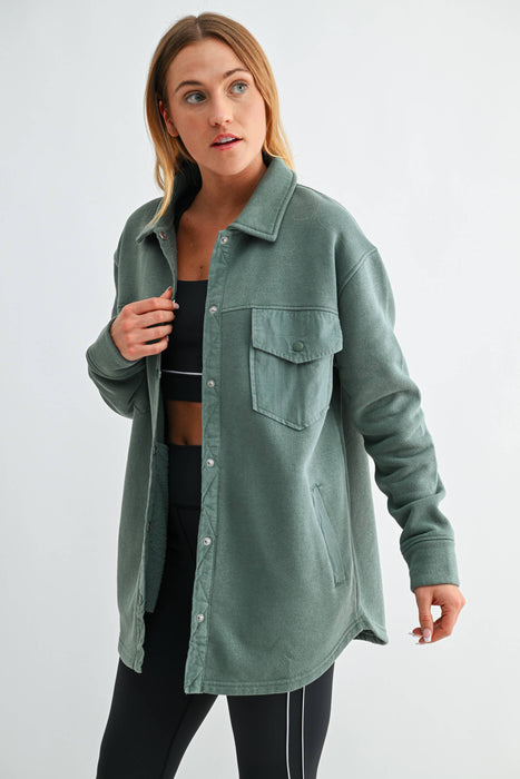 Snap-On Shacket Jacket for Women with Pockets