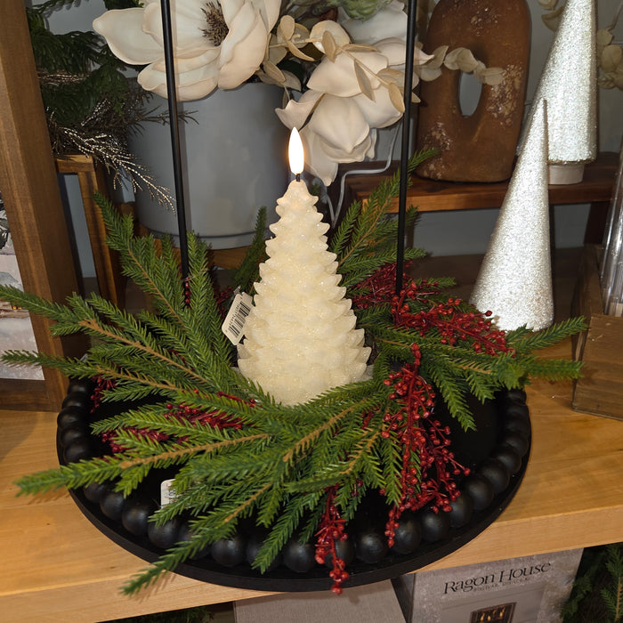 Red Berries Artificial 12" Austrian Pine Mix Candle Ring