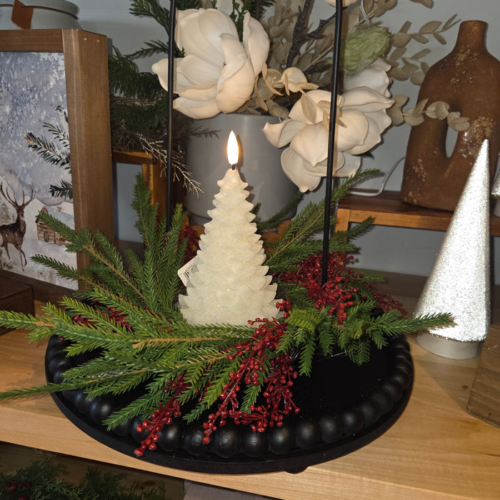 Red Berries Artificial 12" Austrian Pine Mix Candle Ring
