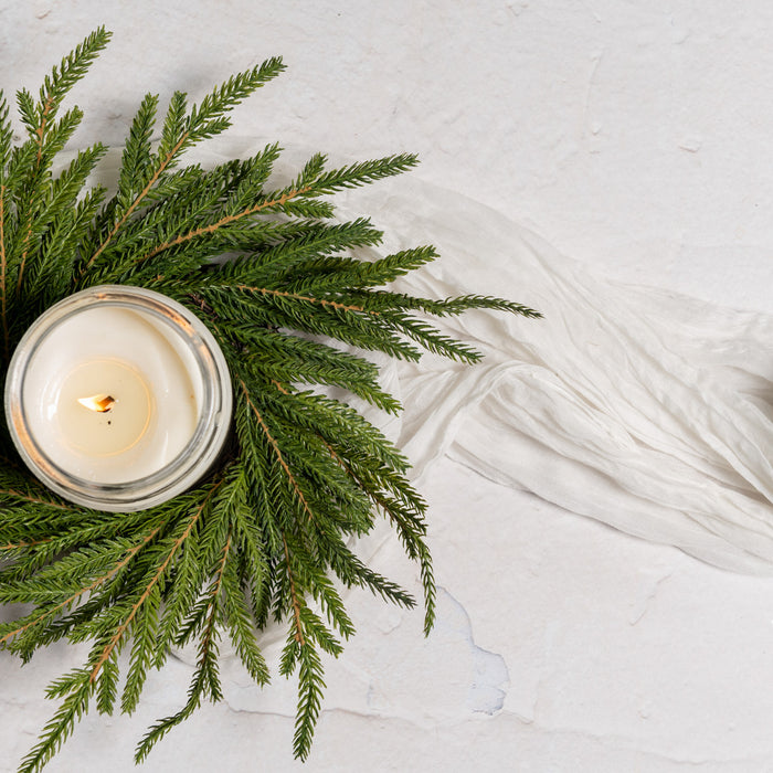 12" SOFT TOUCH NORFOLK PINE CANDLE RING