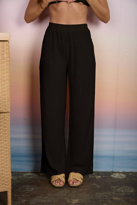 TEXTURED KNIT ELASTIC WAIST LOUNGE PANTS