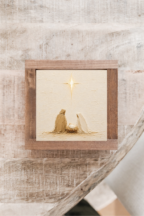 Neutral Nativity, Square | Christmas Nativity Wall Art