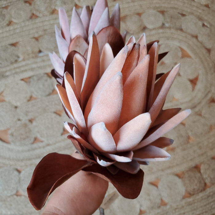 Artificial Fall Protea Stem – 21" Tall, 7" Bloom | Autumn Floral Decor