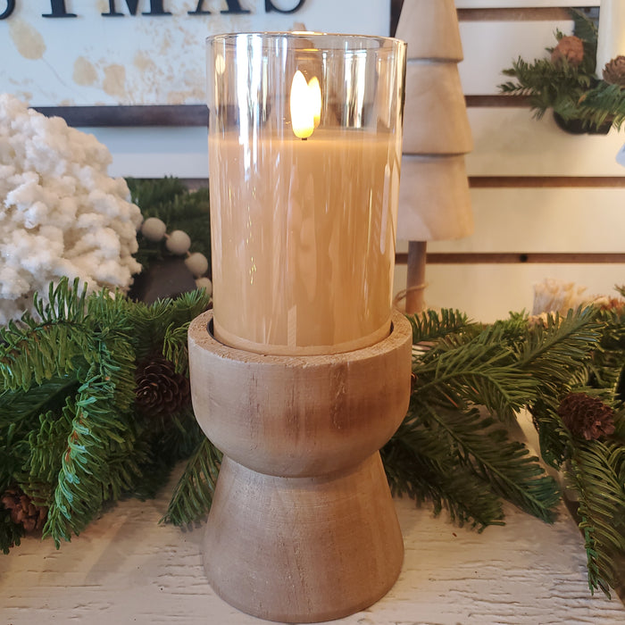 Natural Wooden Pillar Candle Holder
