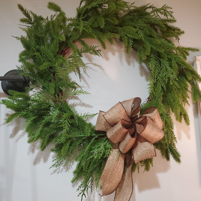 Artificial  28" Mixed Spruce Pine Wreath Real Touch