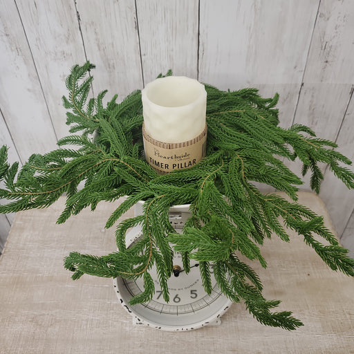 3-inch inside 9-inch outside artificial Douglas pine candle ring with realistic real touch needles – winter home decor from Heartland Store MN