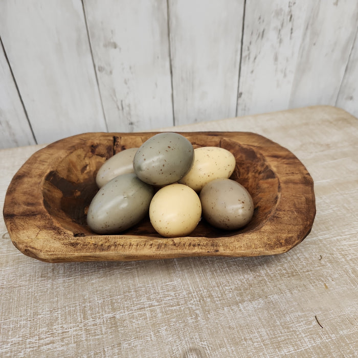 Mini Wooden Dough Bowl with Decorative Eggs