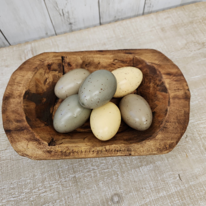 Mini Wooden Dough Bowl with Decorative Eggs