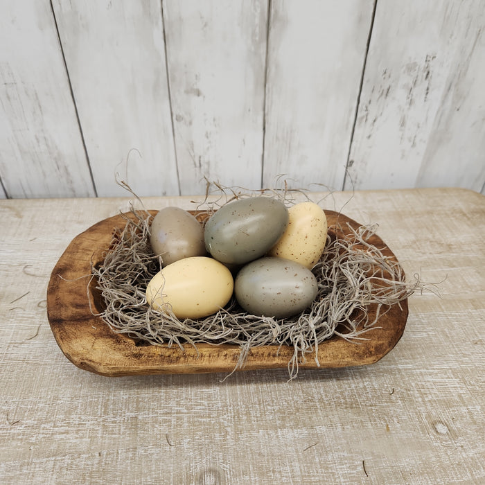 Mini Wooden Dough Bowl with Decorative Eggs