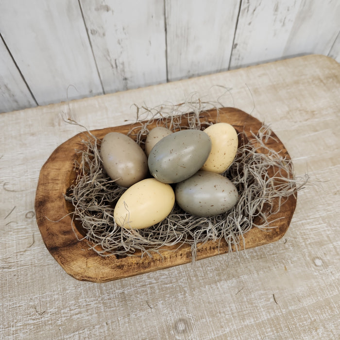 Mini Wooden Dough Bowl with Decorative Eggs