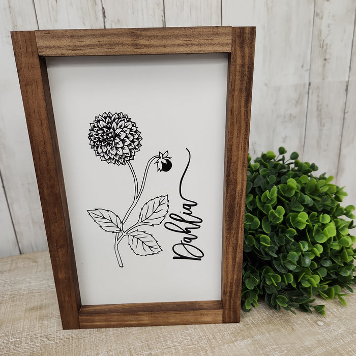 Wall Art Dahlia Wood Sign