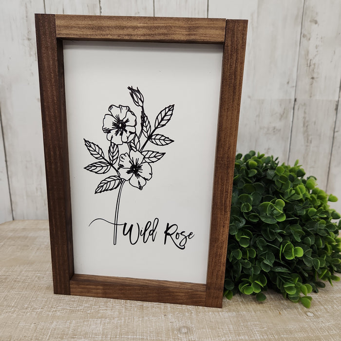 Wall Art Wild Rose 8x12" Wood Sign