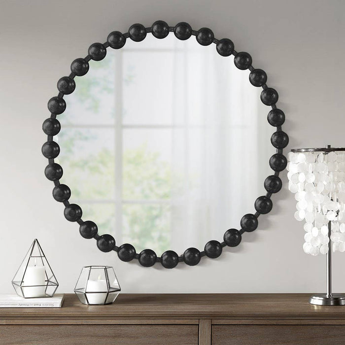 Round Iron Framed Wall Decor Mirror, Black