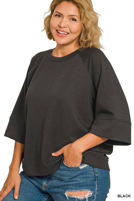Plus Size 3/4 Sleeve Pullover Women's Shirt