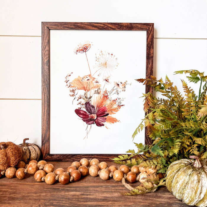 Burgundy Floral Print Wood Sign