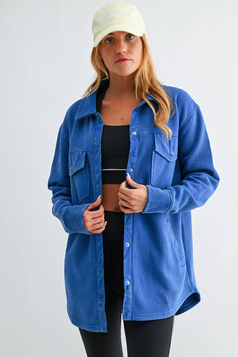 Snap-On Shacket Jacket for Women with Pockets