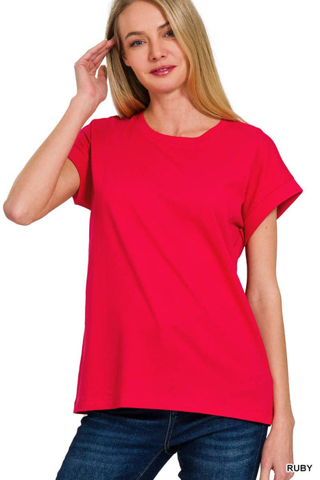 Women's Cotton Crew Neck Short Sleeve T Shirt