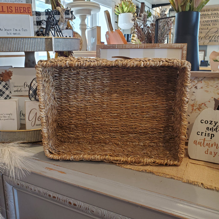 Seagrass Rectangle Tray Basket with handles