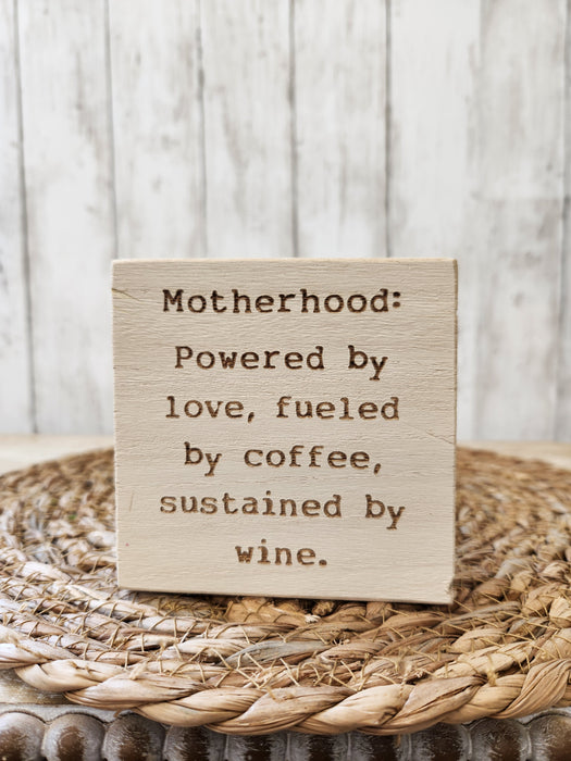 Motherhood engraved block