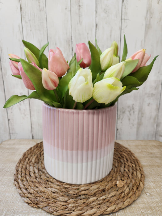 Artificial 12" Real Touch Tulip Pink 7 stems