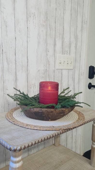 12 inch soft touch Norfolk pine candle ring for holiday decorating