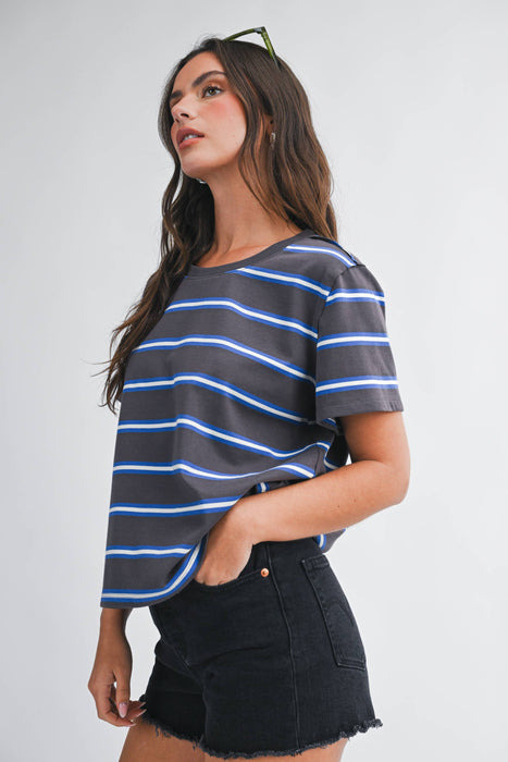 Striped Boxy Short Sleeve Tee