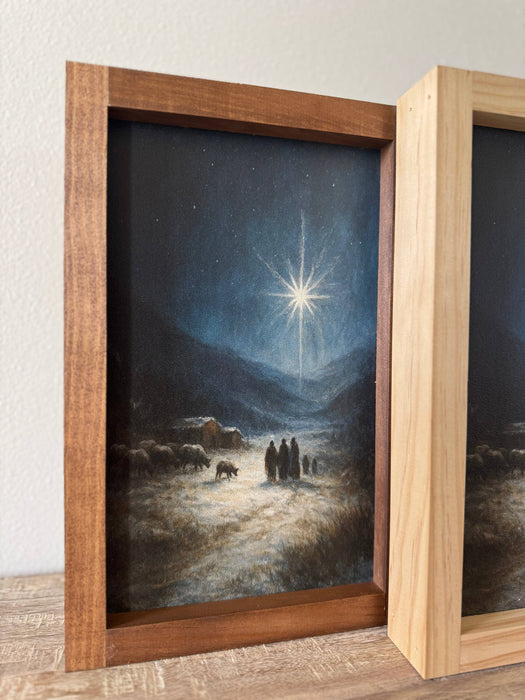 Starry Night  Christmas Home Decor, Holiday Wall Decor Handmade Sign 8"x12"