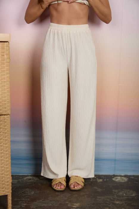 TEXTURED KNIT ELASTIC WAIST LOUNGE PANTS