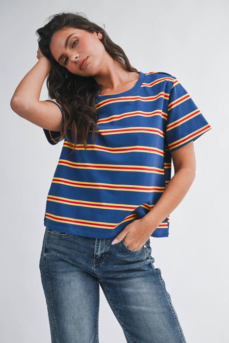 Striped Boxy Short Sleeve Tee