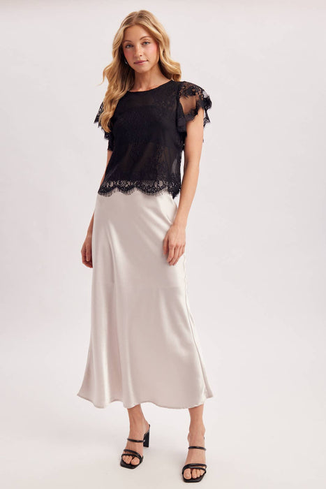SEE-IT-THROUGH FLUTTERY SLEEVES LACE TOP WITH NO LINING