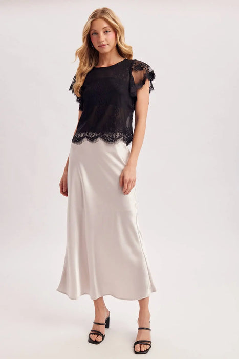 SEE-IT-THROUGH FLUTTERY SLEEVES LACE TOP WITH NO LINING