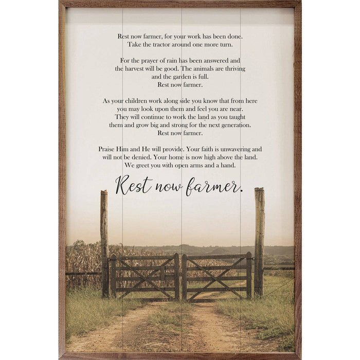 Rest Now Farmer Wood Sign